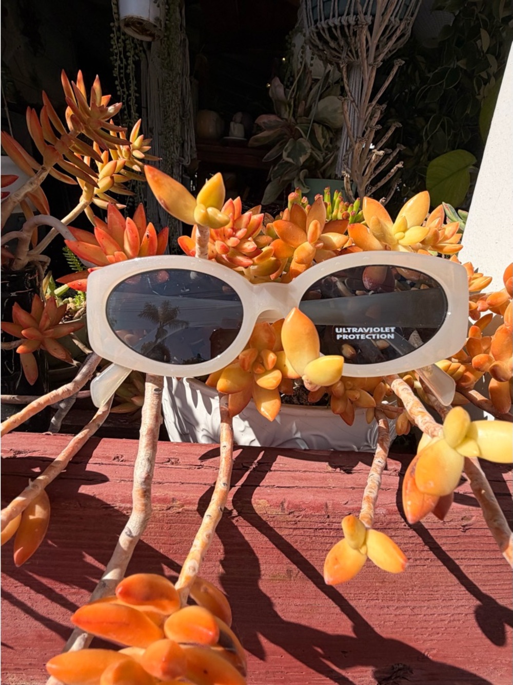 Foggy white oval sunglasses glasses